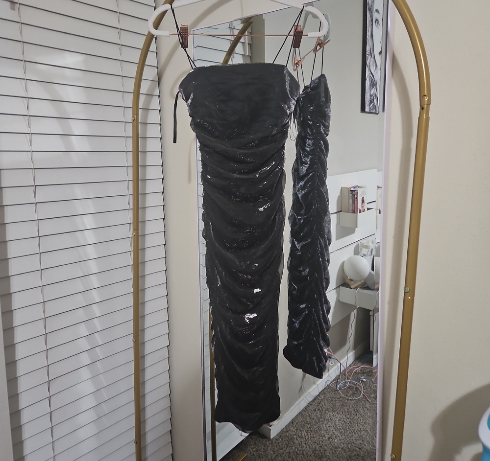 B Darlin Strapless Black Sequin Dress